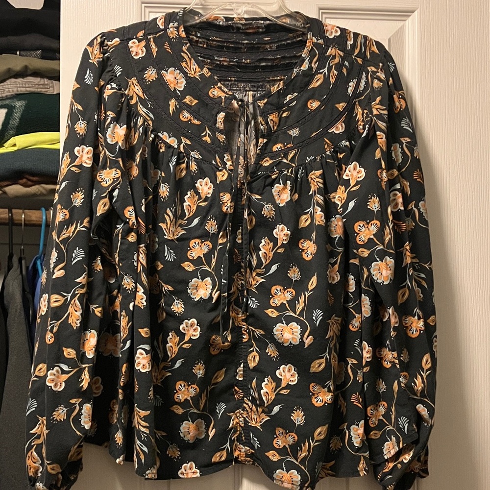 Target Black and Orange Floral Blouse